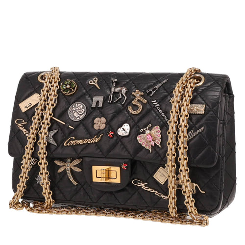 Chanel 2.55 handbag in black quilted leather