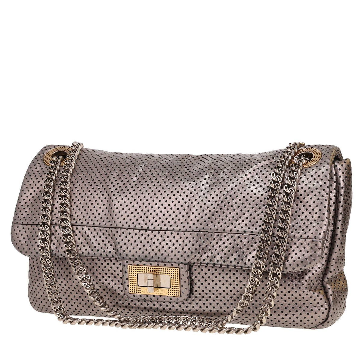 Chanel 2.55 handbag in silver leather