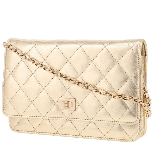 Chanel 2.55 Wallet on Chain shoulder bag in gold quilted leather