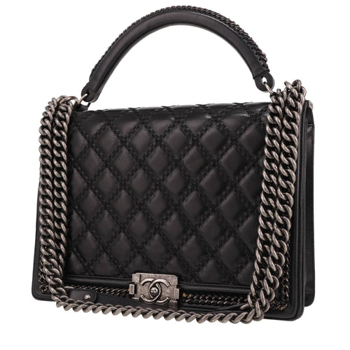 Chanel Boy large model shoulder bag in black quilted leather