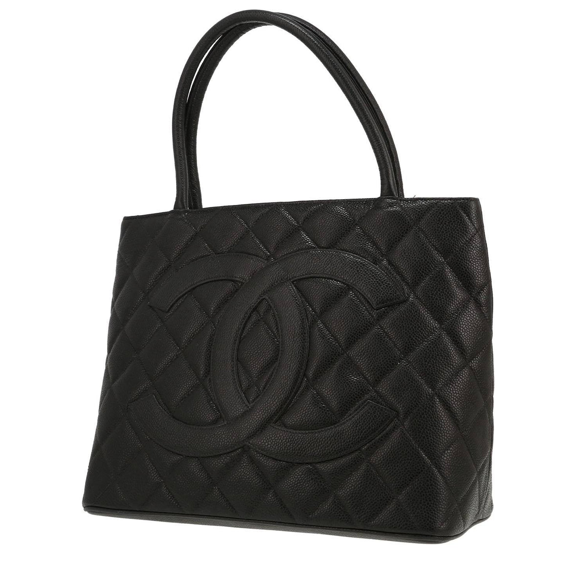 Chanel handbag Black grained leather medallion