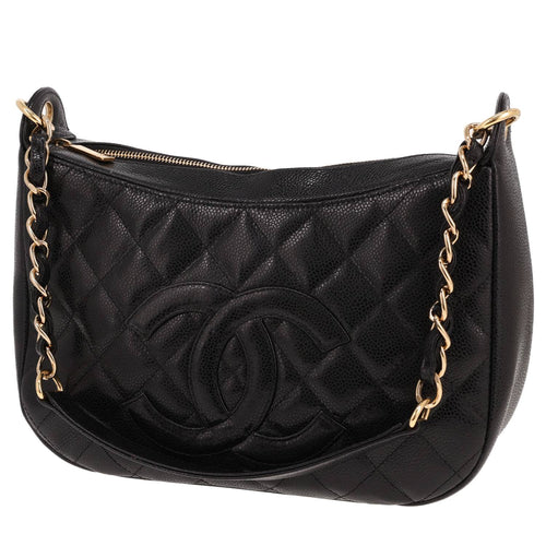 Chanel handbag in black quilted grained leather