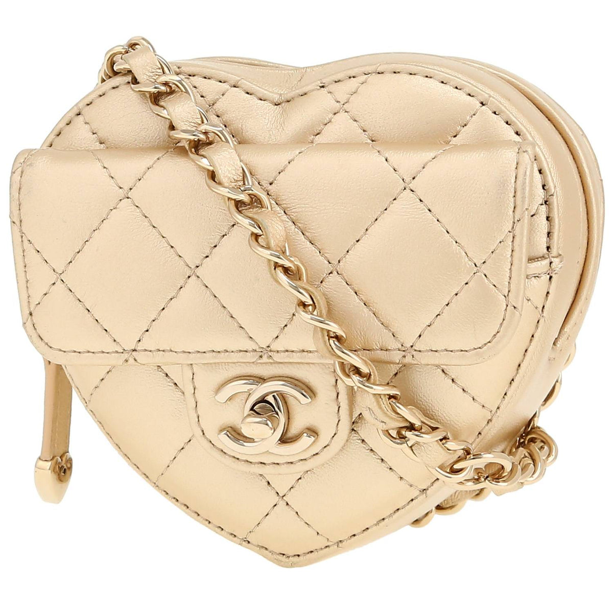 Chanel Heart bag clutch-belt in gold leather
