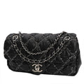 Chanel Timeless Classic medium model handbag in black quilted canvas and grey jersey