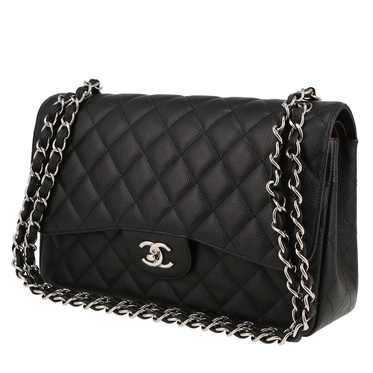 Chanel Timeless Jumbo handbag in black quilted grained leather