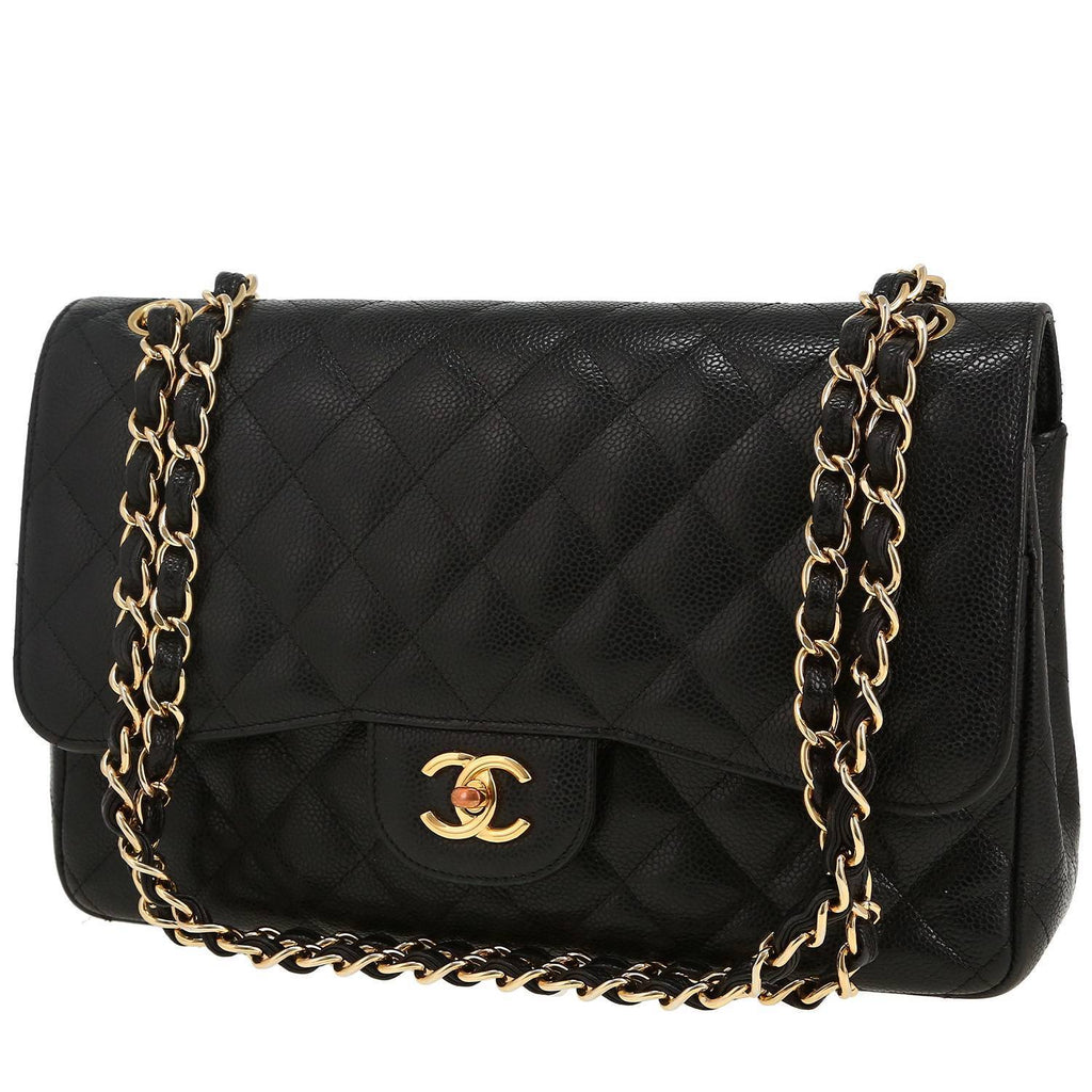 Chanel Timeless Jumbo shoulder bag in black quilted grained leather