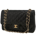 Chanel Timeless Jumbo shoulder bag in black quilted grained leather