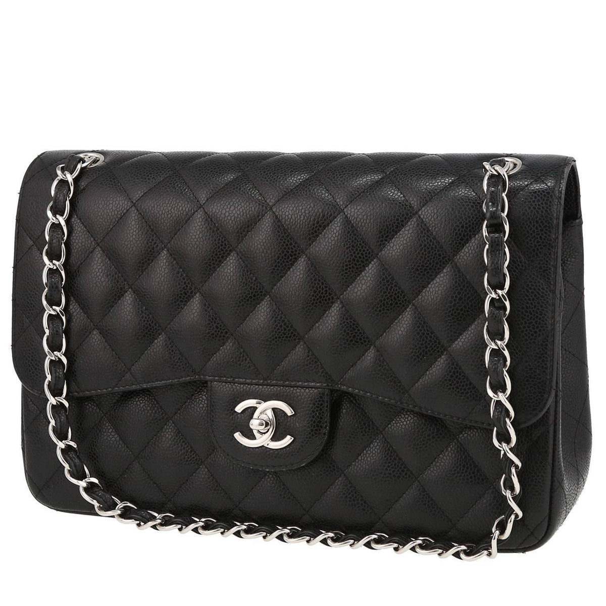Chanel Timeless Jumbo shoulder bag in black quilted grained leather