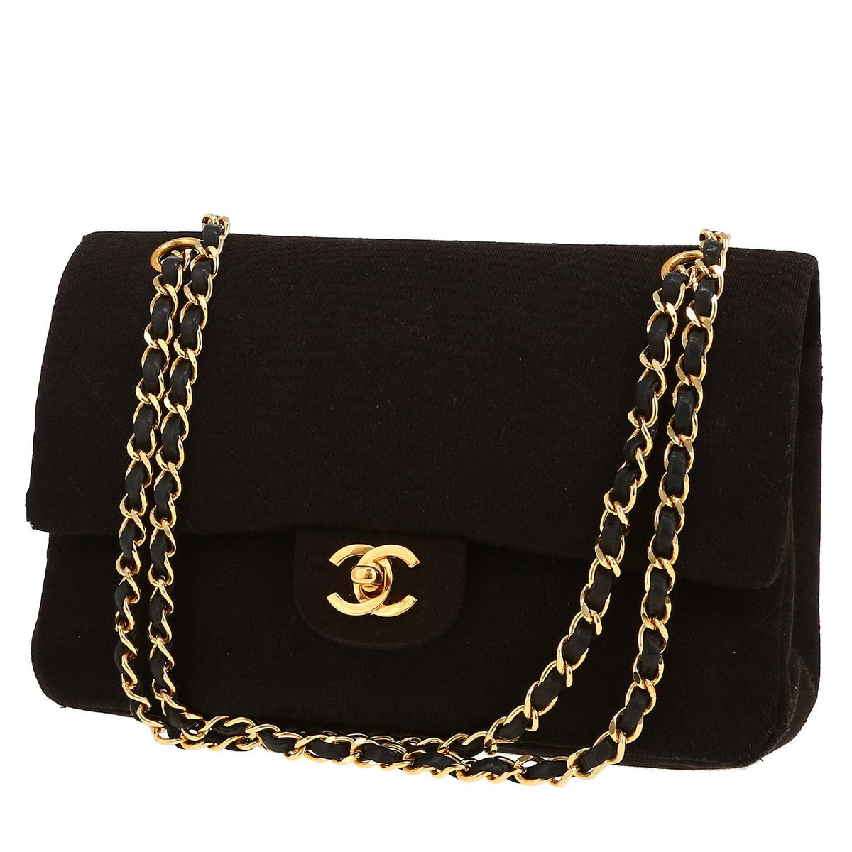 Chanel Timeless Vintage handbag in black jersey canvas