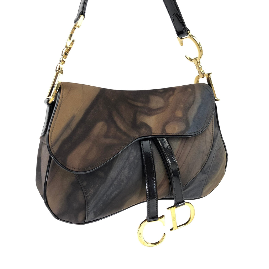CHRISTIAN DIOR WATER COLOUR DOUBLE SADDLE BAG