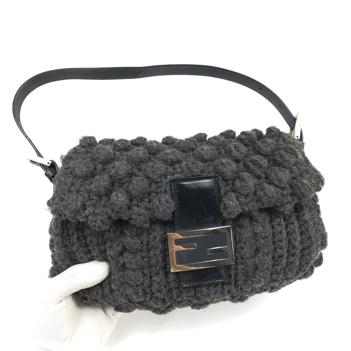 FENDI CASHMERE WOOL BAGUETTE SHOULDER BAG