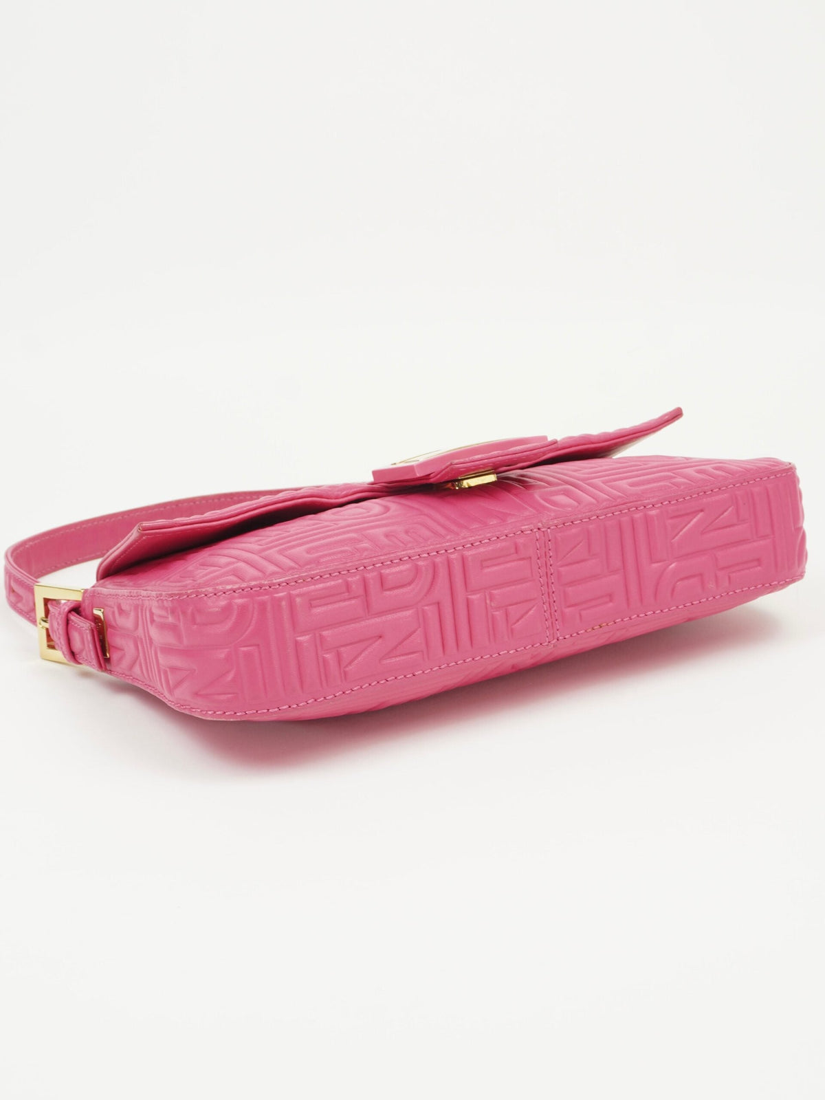 FENDI PINK LEATHER LOGO BAGUETTE