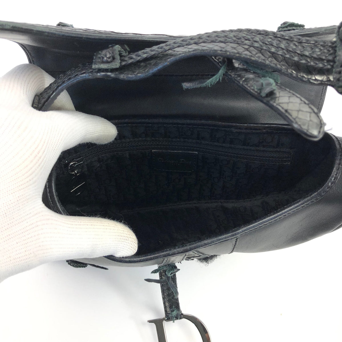 CHRISTIAN DIOR HOLLYWOOD PYTHON LEATHER SADDLE BAG