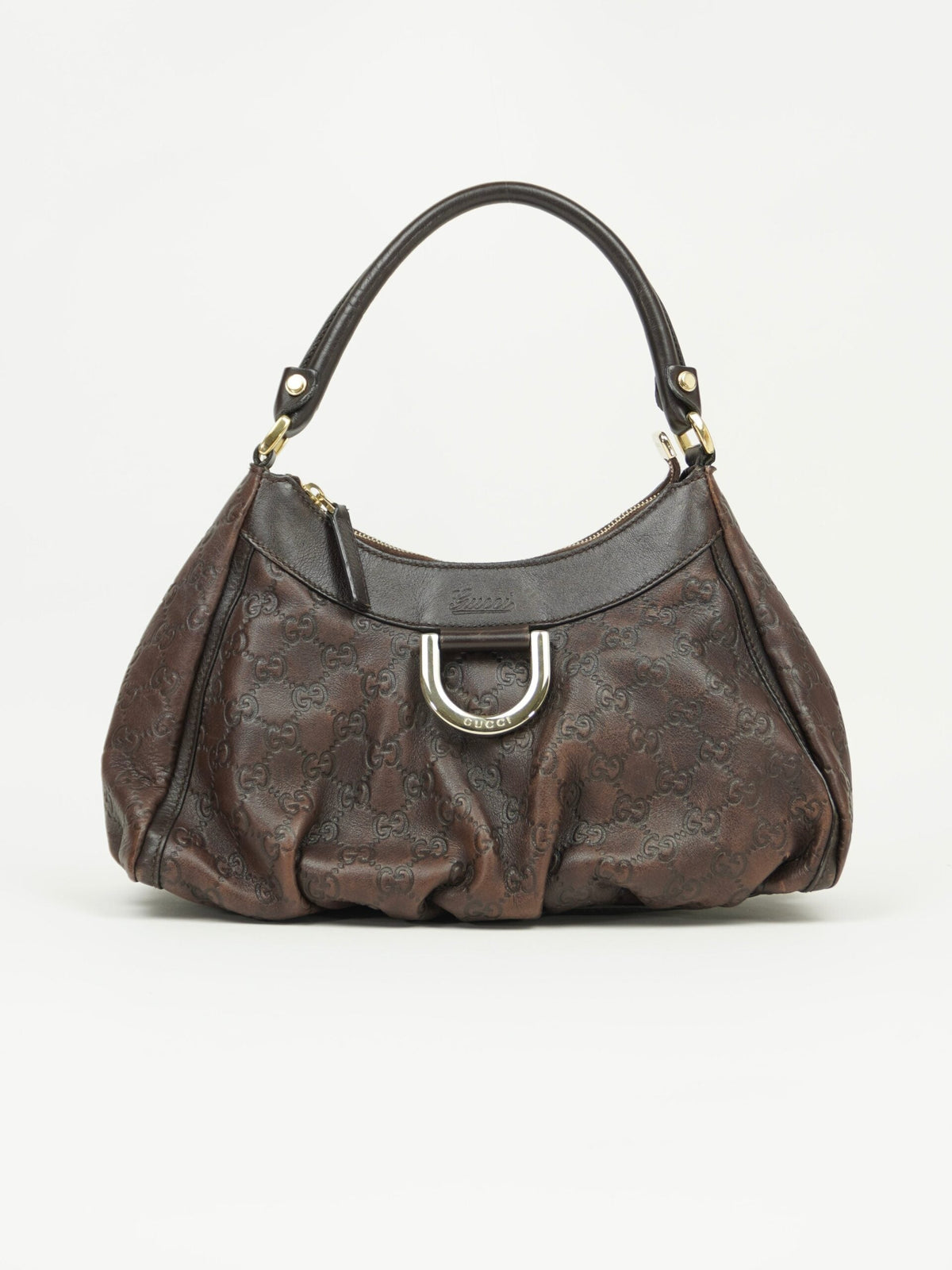 GUCCI MONOGRAM LEATHER ABBEY BAG