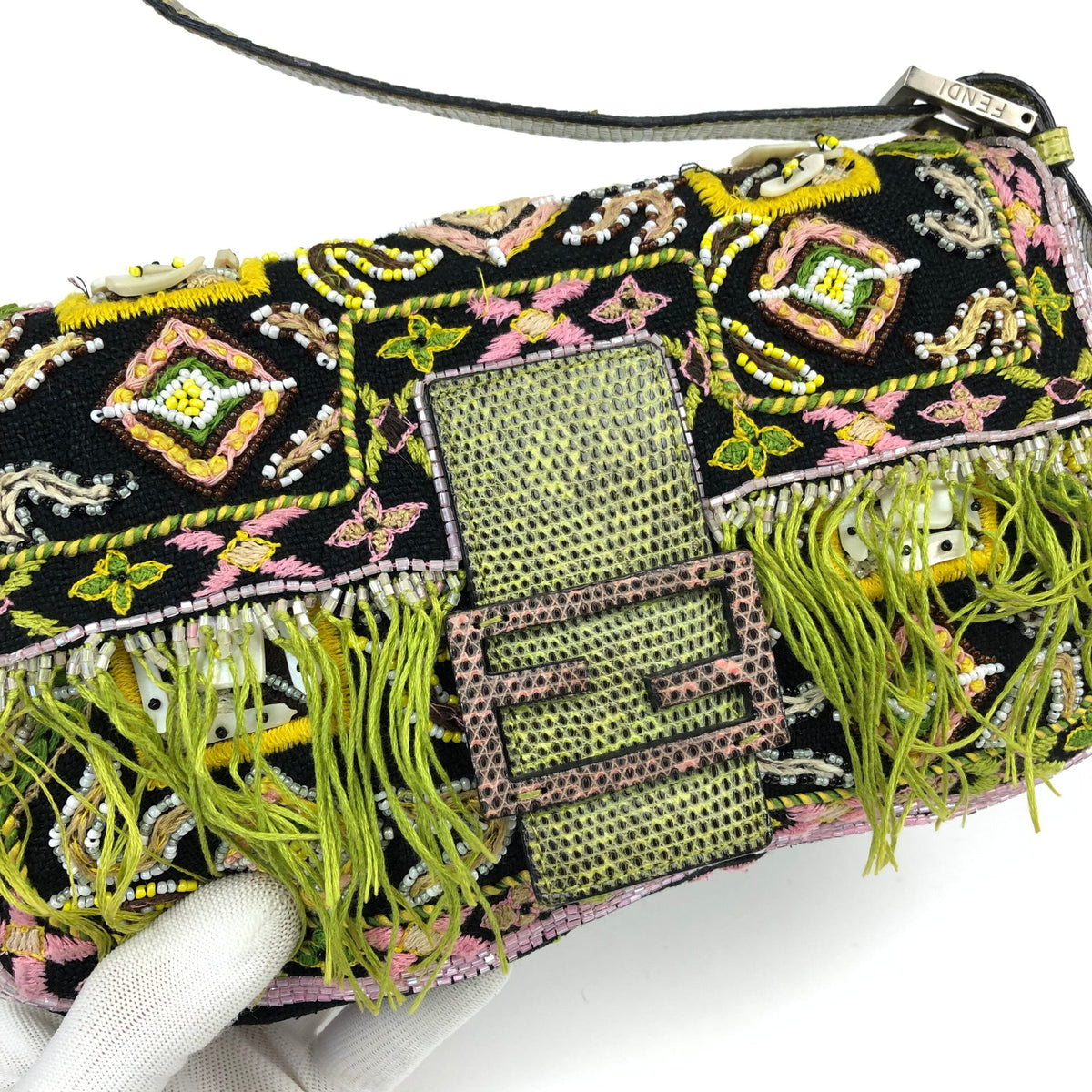 FENDI BEADED BAGUETTE SHOULDER BAG