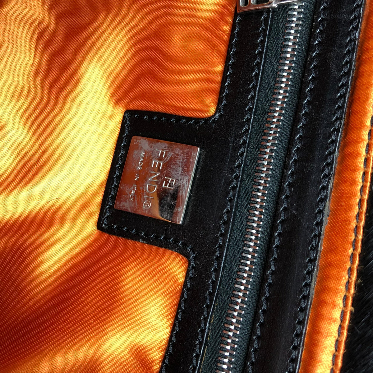 FENDI CALF HAIR BAGUETTE BAG