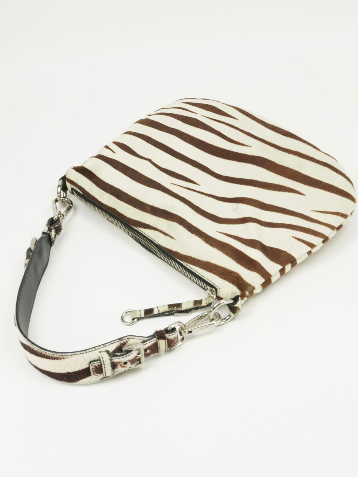 PRADA ZEBRA PRINT CAVALLINO HOBO BAG