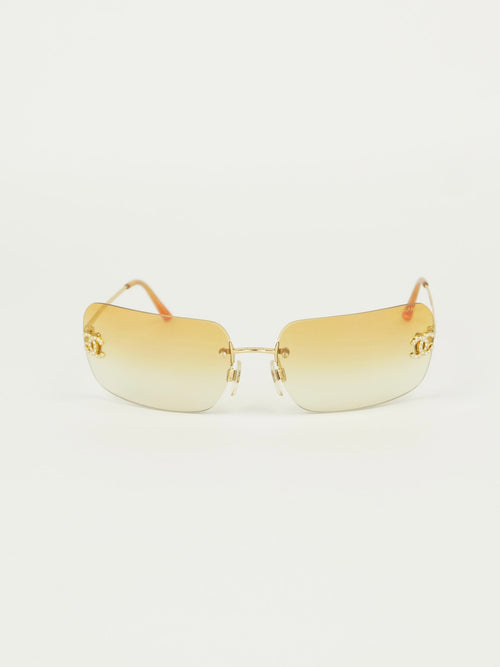 CHANEL RIMLESS RHINESTONE SUNGLASSES