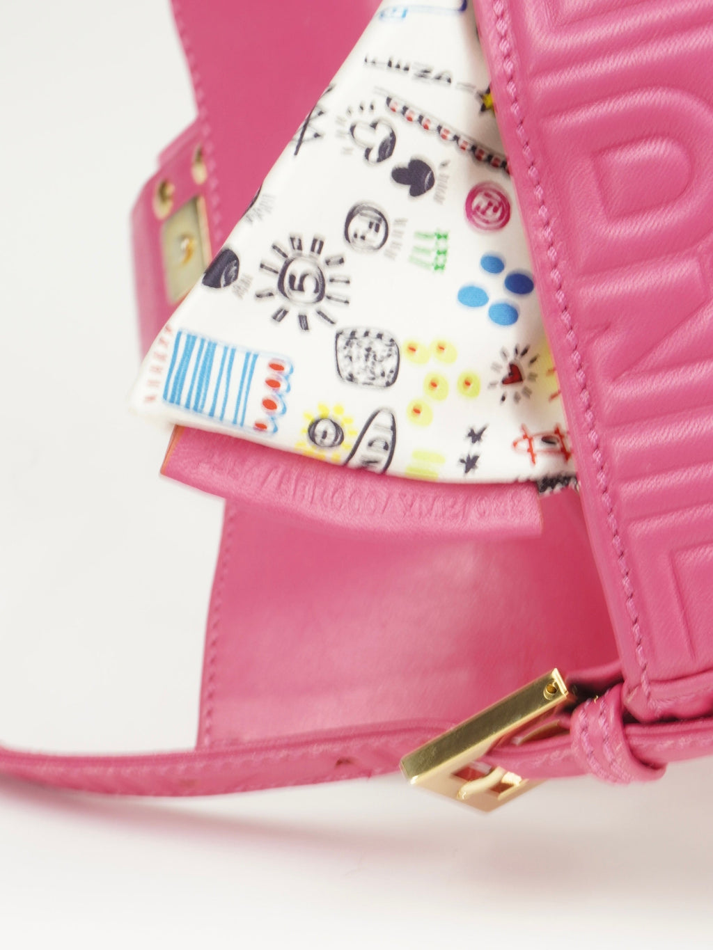 FENDI PINK LEATHER LOGO BAGUETTE