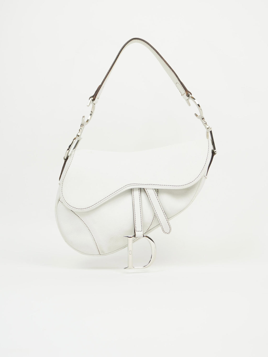 CHRISTIAN DIOR WHITE LEATHER SADDLE BAG