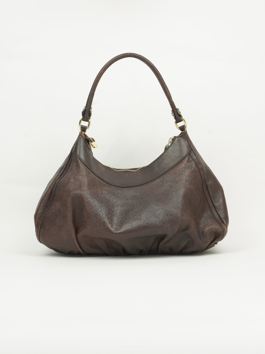 GUCCI MONOGRAM LEATHER ABBEY BAG