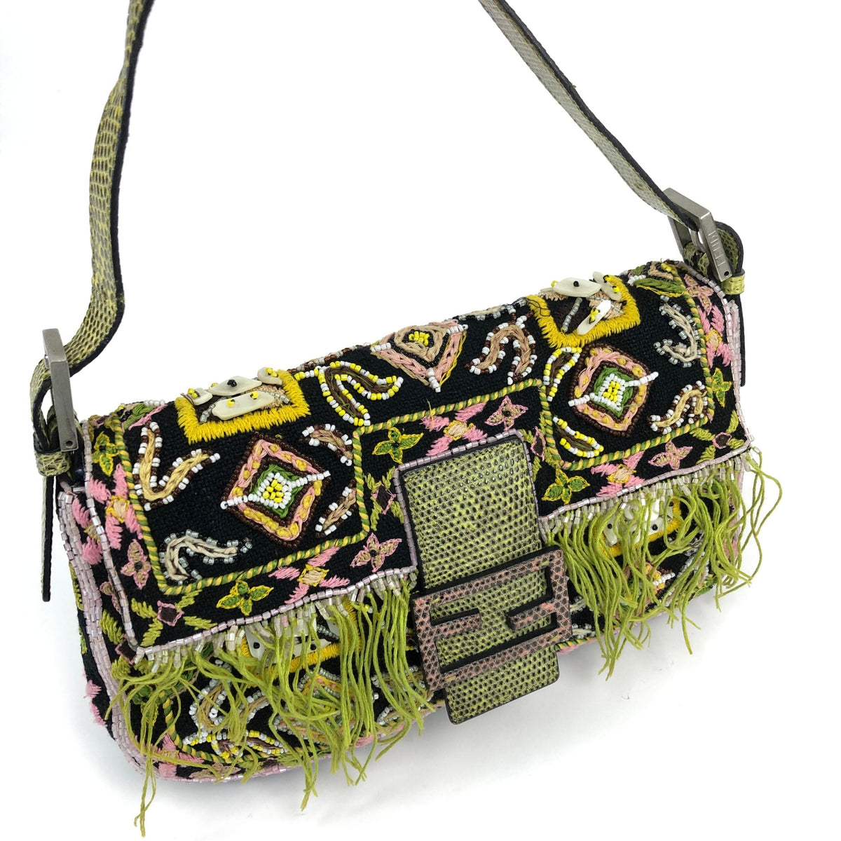 FENDI BEADED BAGUETTE SHOULDER BAG