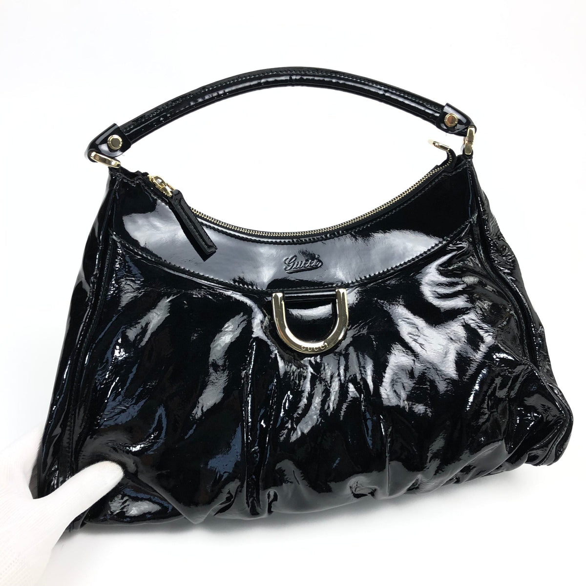 GUCCI MONOGRAM LEATHER ABBEY BAG