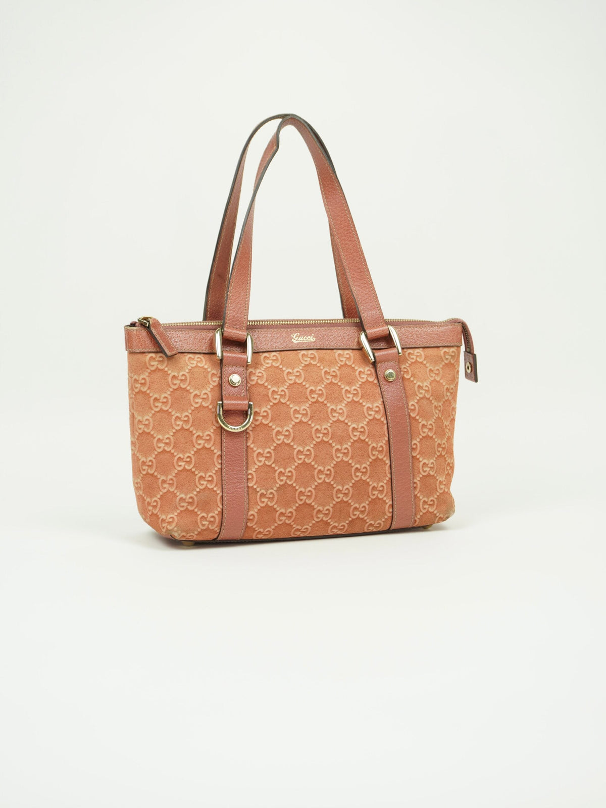GUCCI MONOGRAM SUEDE BAG