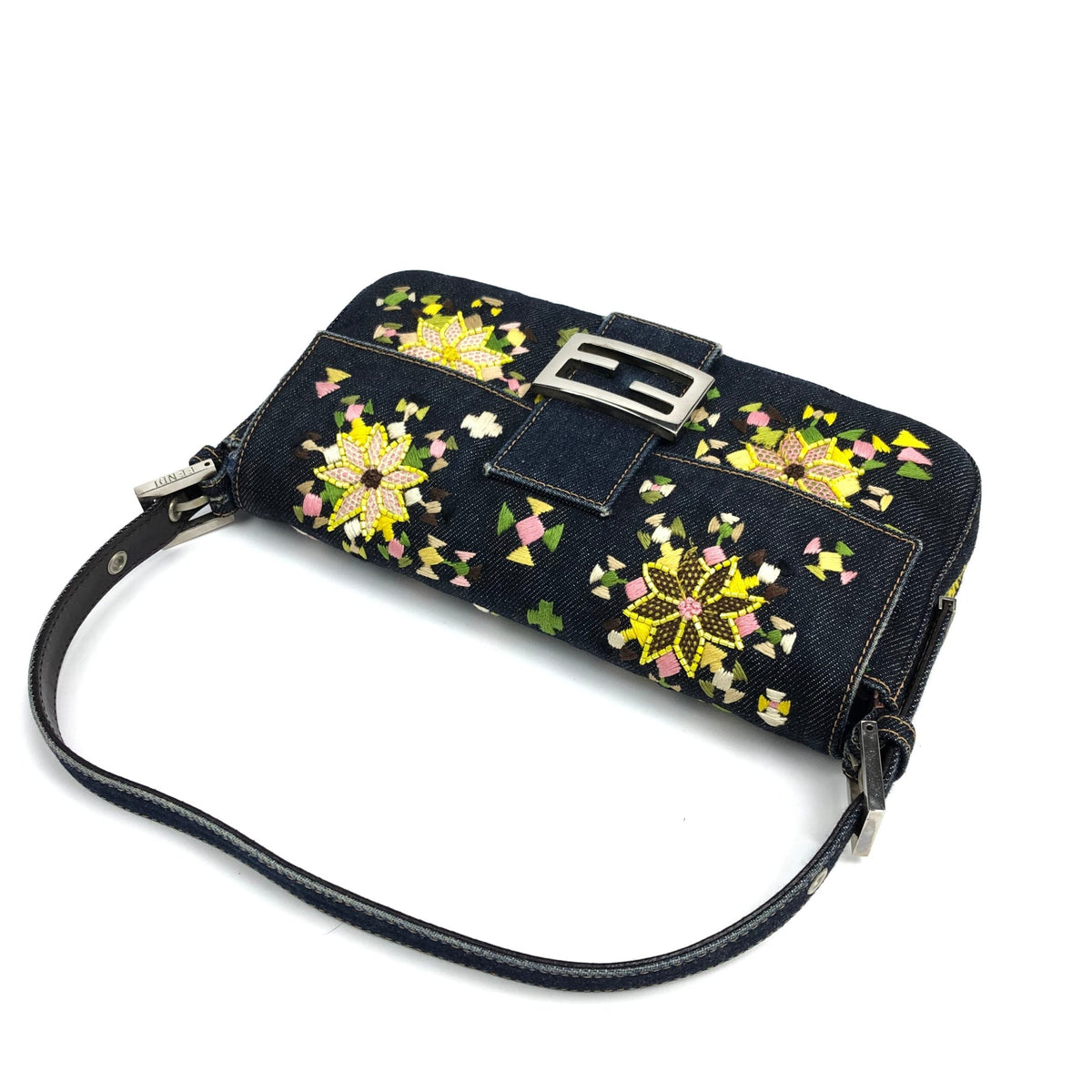 FENDI BEADED DENIM BAGUETTE