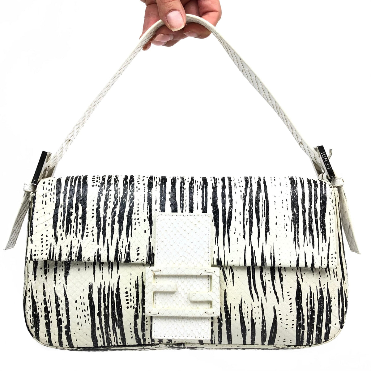 FENDI PYTHON SNAKESKIN BAGUETTE SHOULDER BAG
