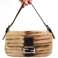 FENDI CALF HAIR BAGUETTE SHOULDER BAG