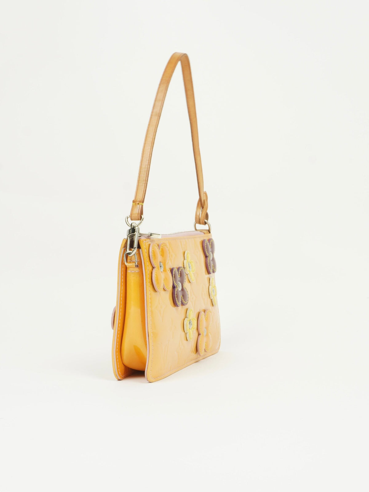 LOUIS VUITTON VERNIS FLOWER POCHETTE BAG