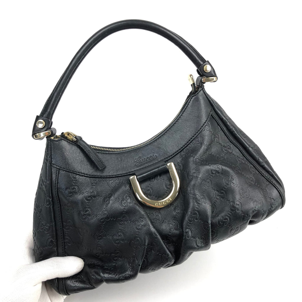 GUCCI MONOGRAM ABBEY LEATHER SHOULDER BAG