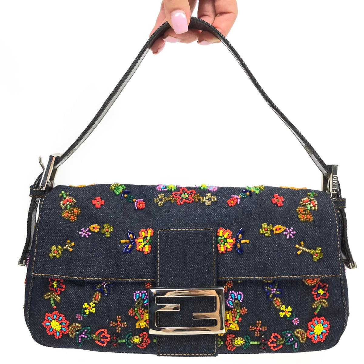FENDI BEADED BAGUETTE SHOULDER BAG
