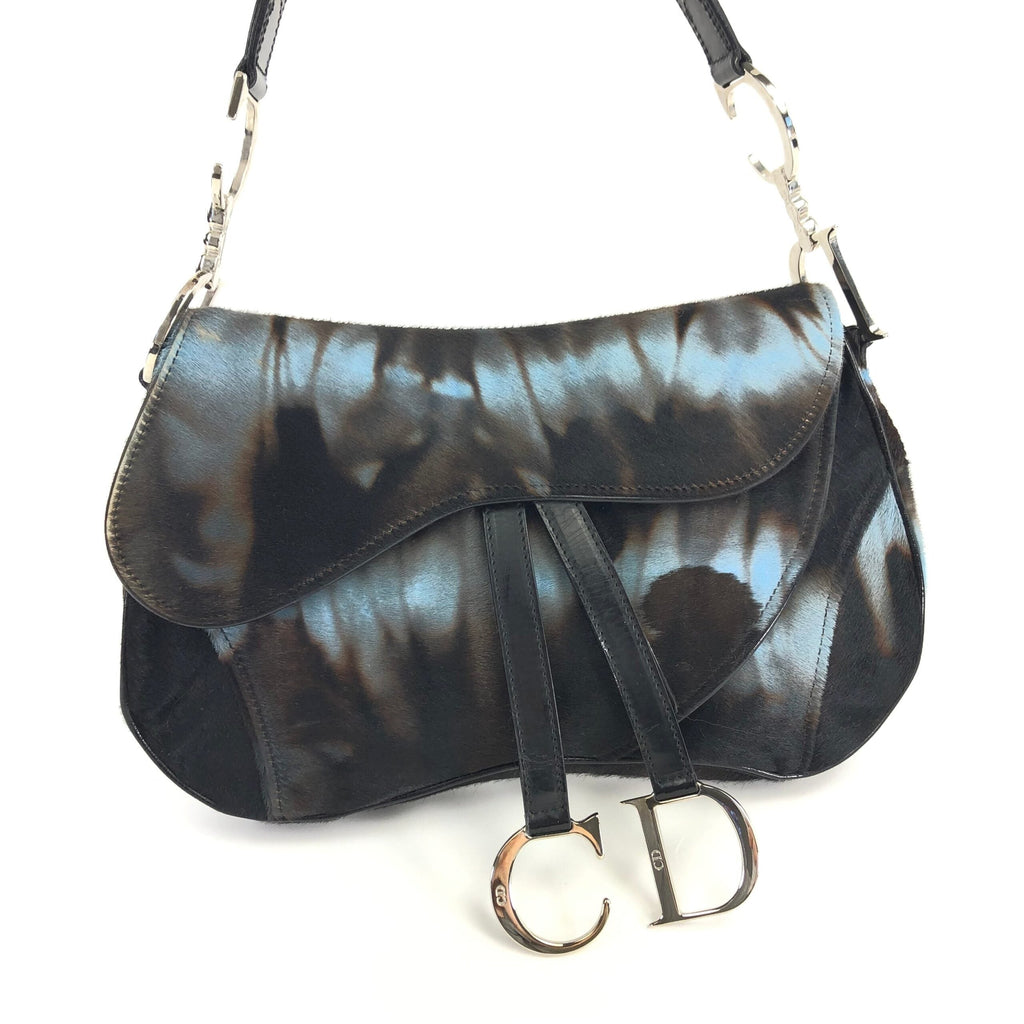 CHRISTIAN DIOR PONY HAIR DOUBLE SADDLE BAG