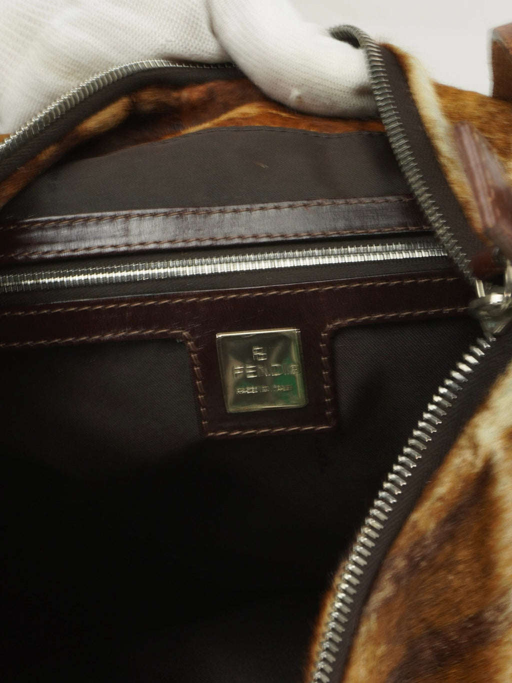 FENDI CALF HAIR MAMA BAGUETTE BAG