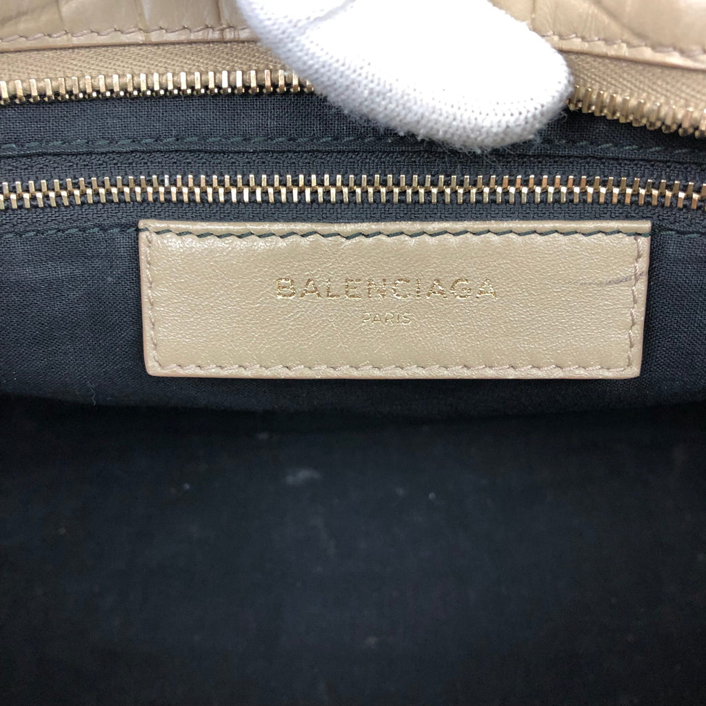 BALENCIAGA CROCODILE EMBOSSED LEATHER CITY BAG