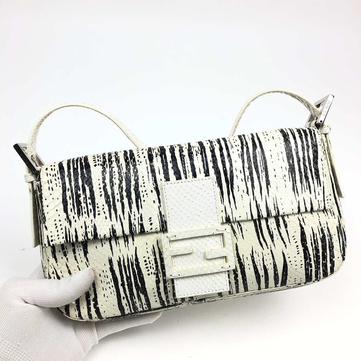FENDI PYTHON SNAKESKIN BAGUETTE SHOULDER BAG