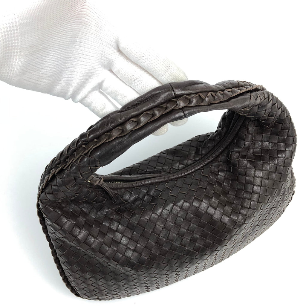 BOTTEGA VENETA BROWN INTRECCIATO SHOULDER BAG