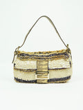 FENDI MOTHER OF PEARL BEADED BAGUETTE WITH LIZARD TRIM