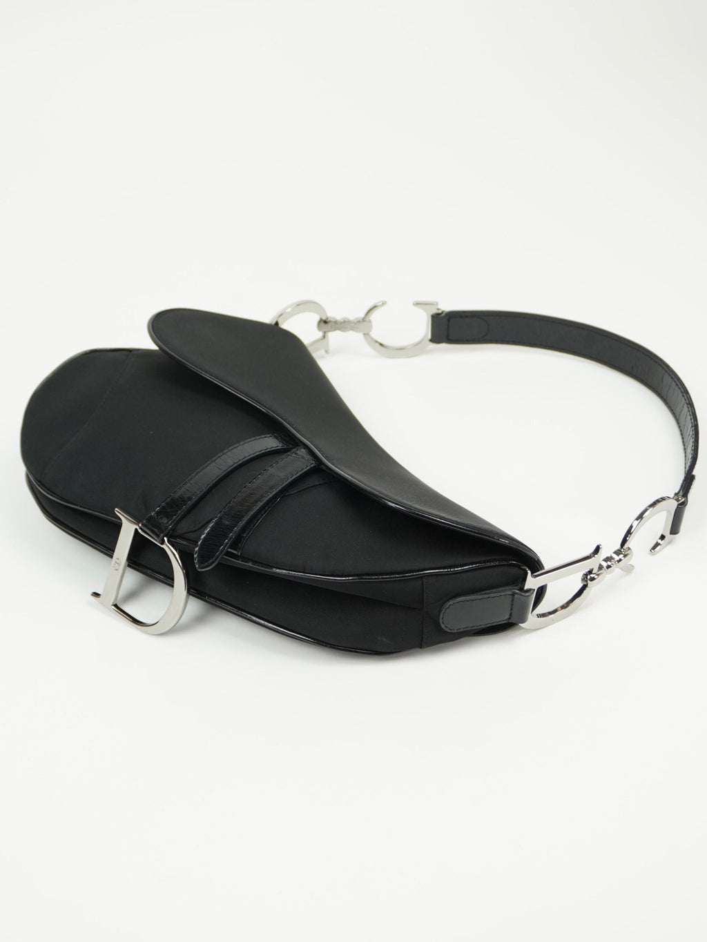 CHRISTIAN DIOR BLACK NYLON SADDLE BAG