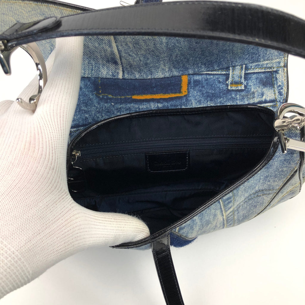 CHRISTIAN DIOR DENIM DOUBLE SADDLE BAG