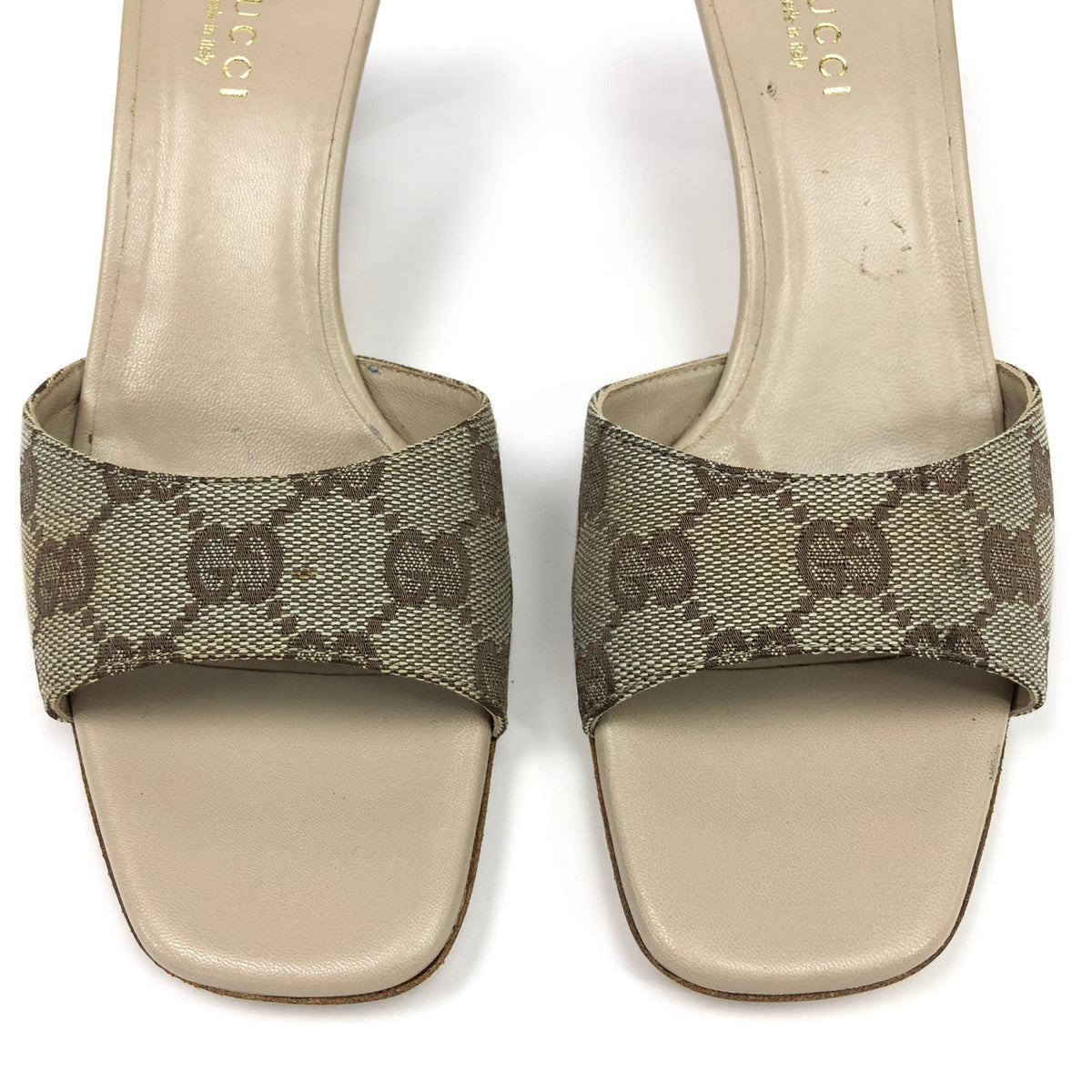 GUCCI MONOGRAM MULE HEELS