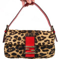 FENDI LEOPARD PONY HAIR BAGUETTE SHOULDER BAG
