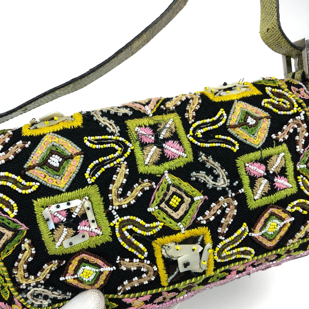 FENDI BEADED BAGUETTE SHOULDER BAG