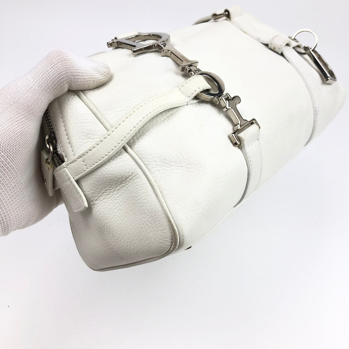 CHRISTIAN DIOR LEATHER BAG WITH SILVER HARDWARE