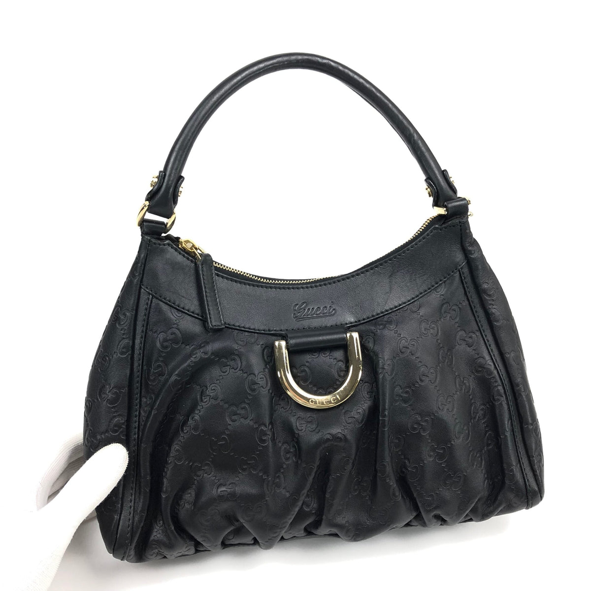 GUCCI MONOGRAM ABBEY LEATHER SHOULDER BAG