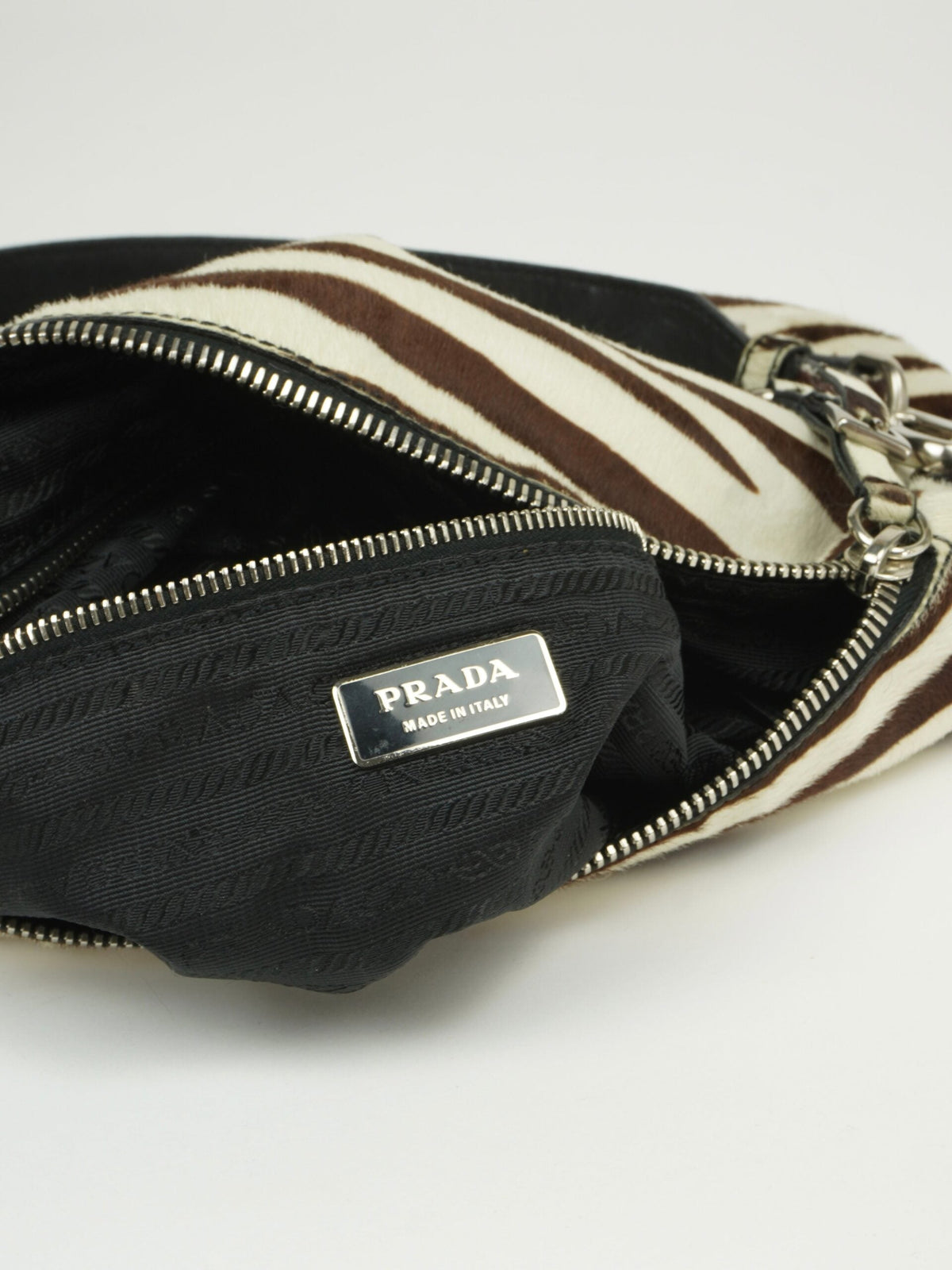 PRADA ZEBRA PRINT CAVALLINO HOBO BAG