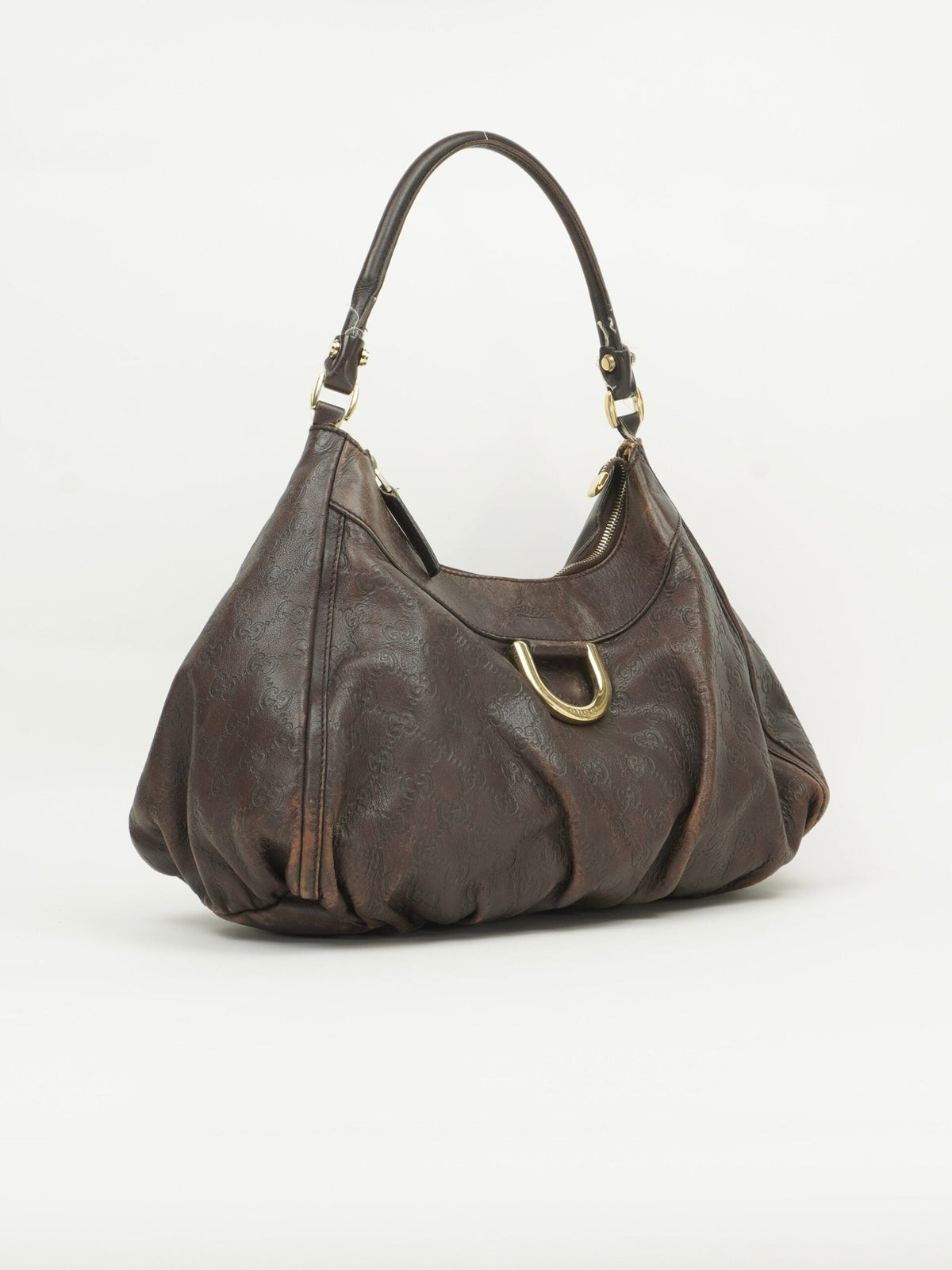 GUCCI MONOGRAM LEATHER ABBEY BAG