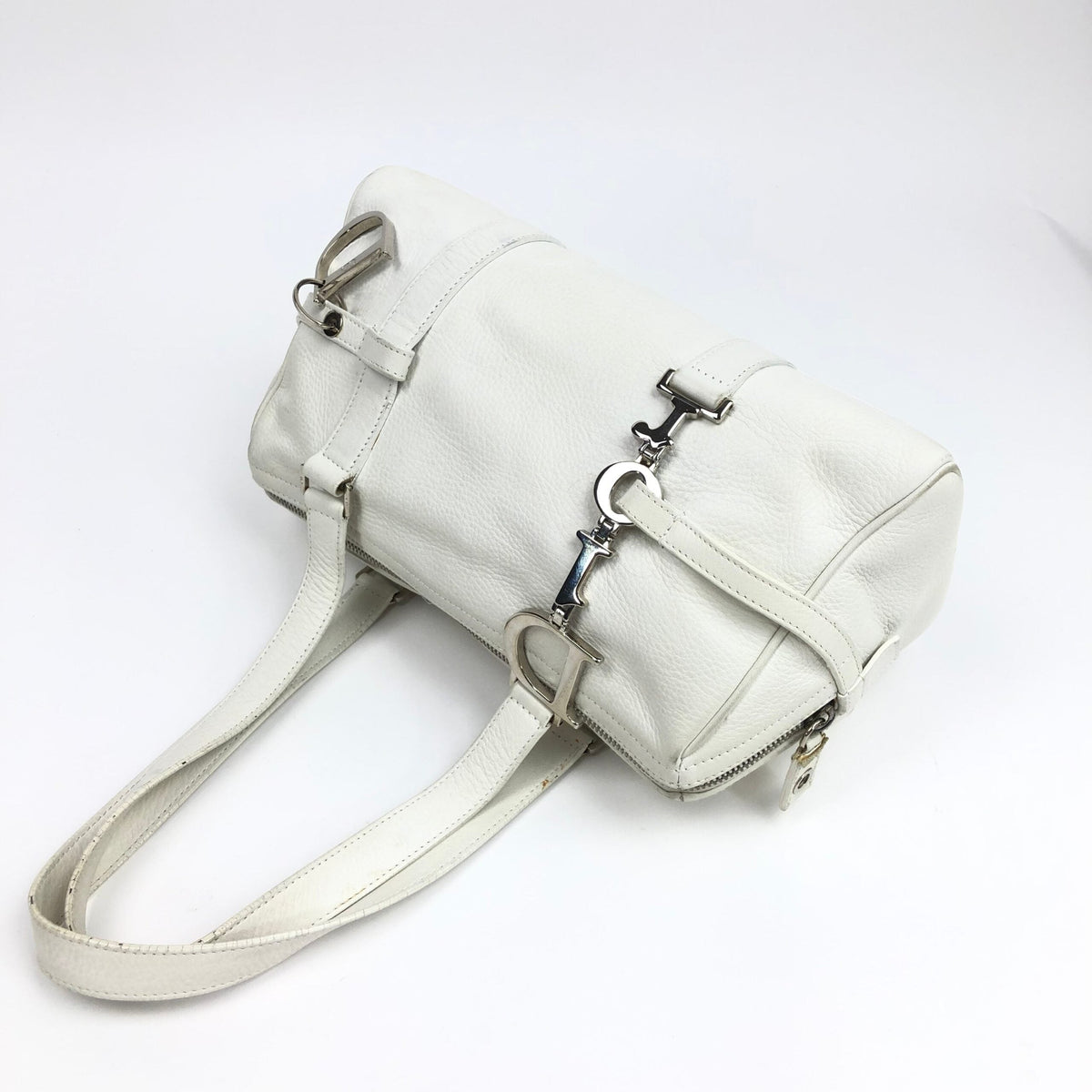 CHRISTIAN DIOR LEATHER BAG WITH SILVER HARDWARE